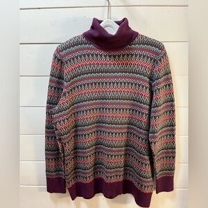 L.L. BEAN – Fair Isle Turtleneck Sweater – Size 1X (Plus)
